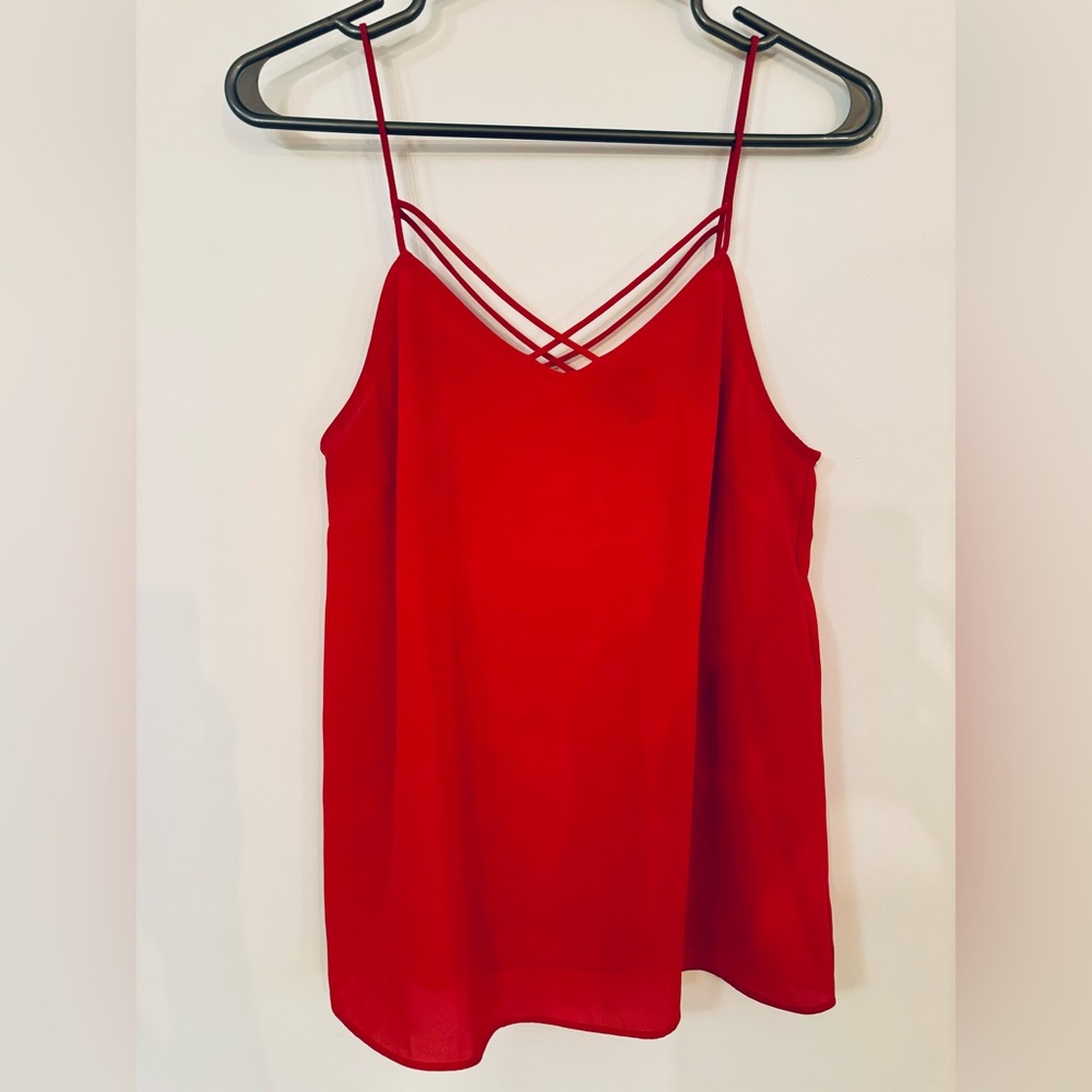New Look Red Cami Criss-cross strap Débardeur top camisole rouge lanière croisée